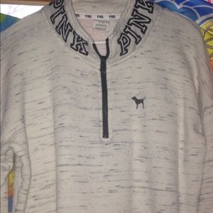 PINK VICTORIA SECRET logo collar quarter zip
